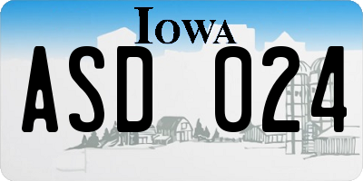 IA license plate ASD024