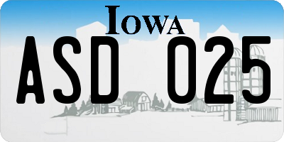 IA license plate ASD025