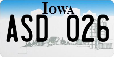 IA license plate ASD026