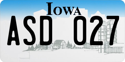 IA license plate ASD027