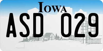 IA license plate ASD029