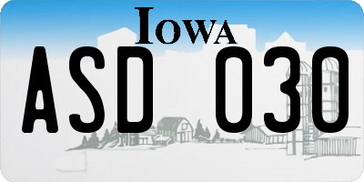 IA license plate ASD030