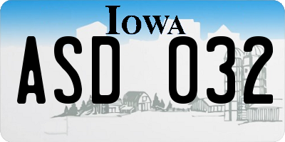 IA license plate ASD032