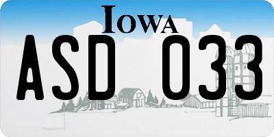 IA license plate ASD033