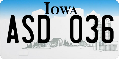 IA license plate ASD036
