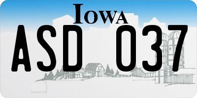 IA license plate ASD037
