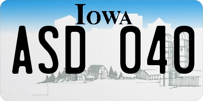 IA license plate ASD040