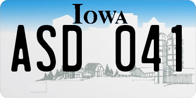 IA license plate ASD041