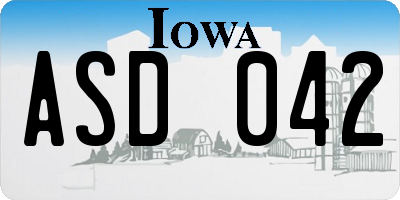 IA license plate ASD042