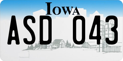 IA license plate ASD043