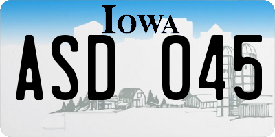 IA license plate ASD045