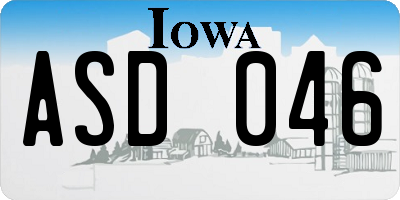 IA license plate ASD046