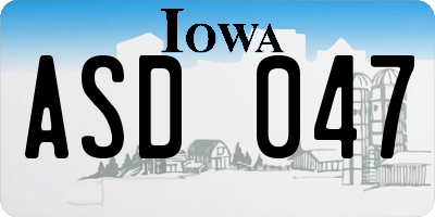 IA license plate ASD047