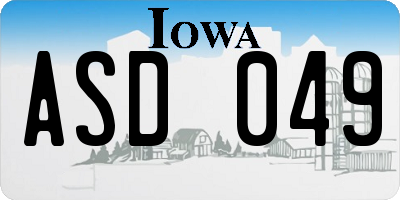 IA license plate ASD049