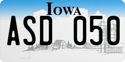 IA license plate ASD050