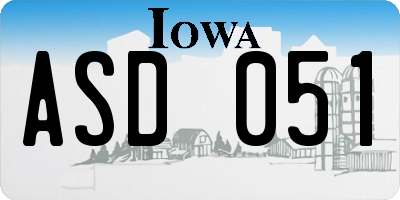 IA license plate ASD051