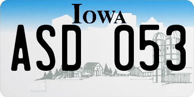 IA license plate ASD053