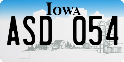 IA license plate ASD054