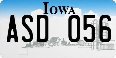 IA license plate ASD056