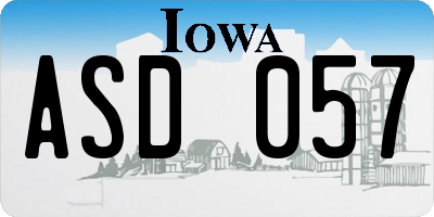 IA license plate ASD057