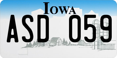 IA license plate ASD059