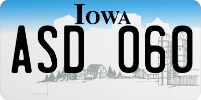 IA license plate ASD060