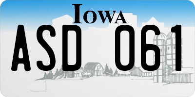 IA license plate ASD061