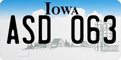 IA license plate ASD063