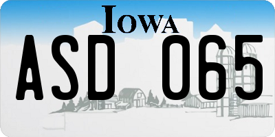 IA license plate ASD065