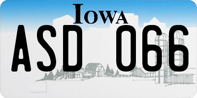 IA license plate ASD066