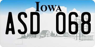IA license plate ASD068