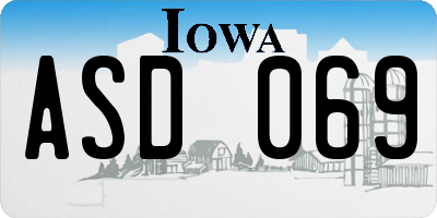 IA license plate ASD069