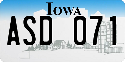 IA license plate ASD071