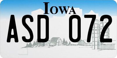 IA license plate ASD072