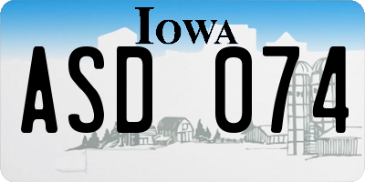 IA license plate ASD074