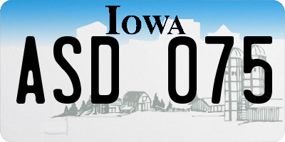 IA license plate ASD075