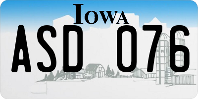 IA license plate ASD076