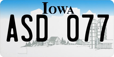 IA license plate ASD077