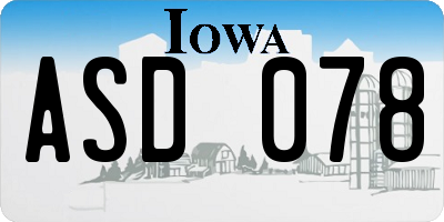 IA license plate ASD078