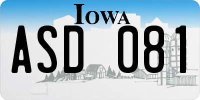 IA license plate ASD081