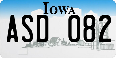 IA license plate ASD082