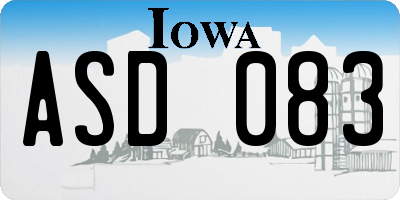 IA license plate ASD083