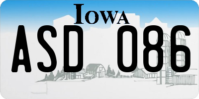 IA license plate ASD086