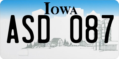 IA license plate ASD087
