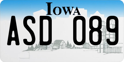 IA license plate ASD089