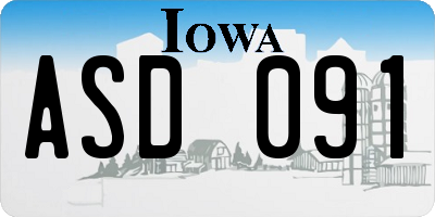 IA license plate ASD091