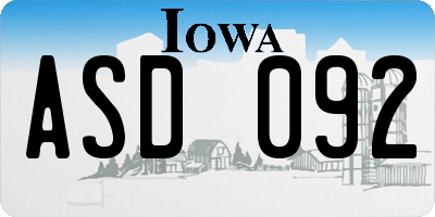 IA license plate ASD092