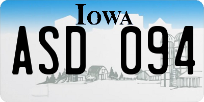 IA license plate ASD094