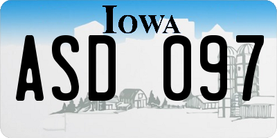 IA license plate ASD097