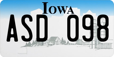 IA license plate ASD098